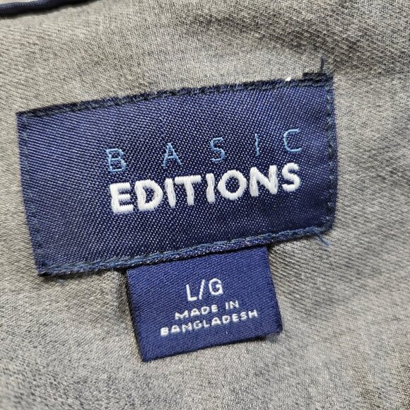 Basic Editions Shirt Faux Suede Mens Large Button Up Long Sleeve Lined Pockets - Picture 4 of 16